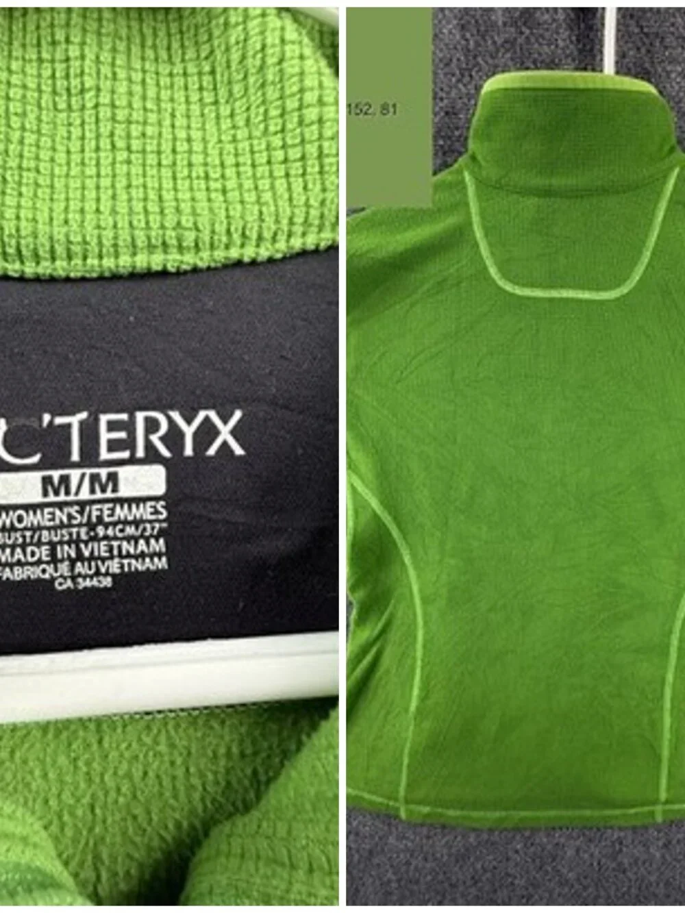 Arc'teryx Delta LT 14459 Jacket Polyester Medium Fleece Green Logo Gorp Women